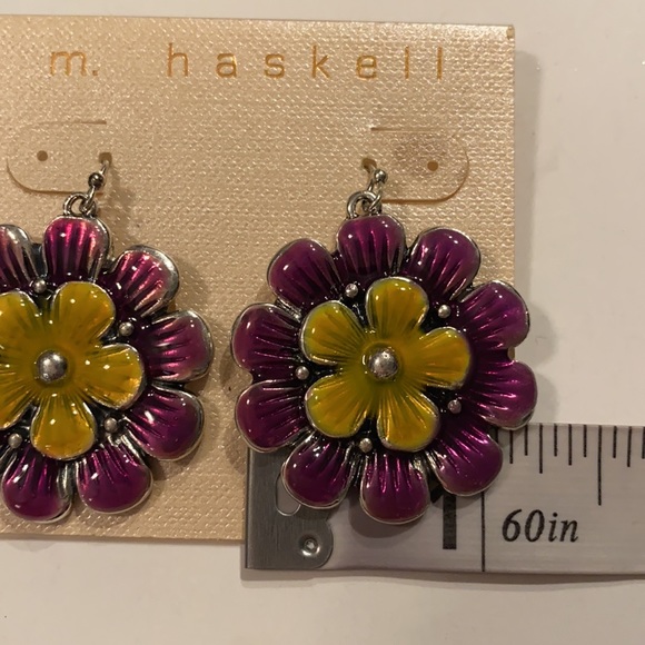 M Haskell Dangle Floral Flower Earrings Pierced Ears New - Picture 6 of 8